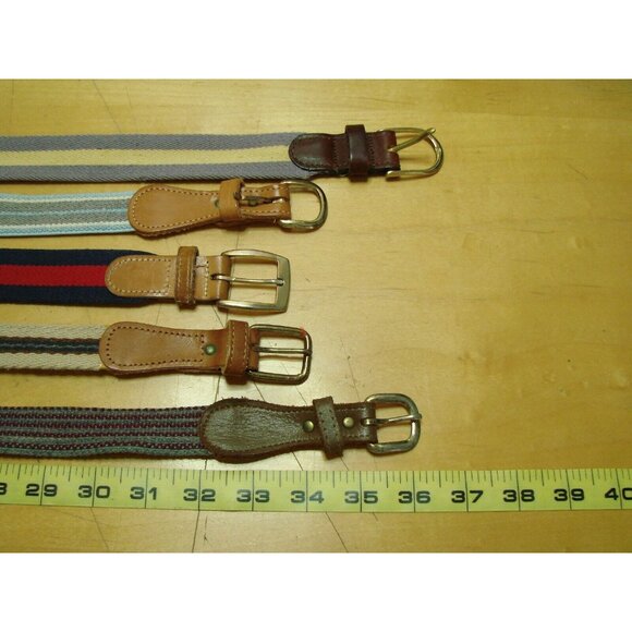 Lot of 5 Woven Canvas and Leather Belts Sizes 32-34 Multicolor Golf Dress Work - Picture 7 of 11
